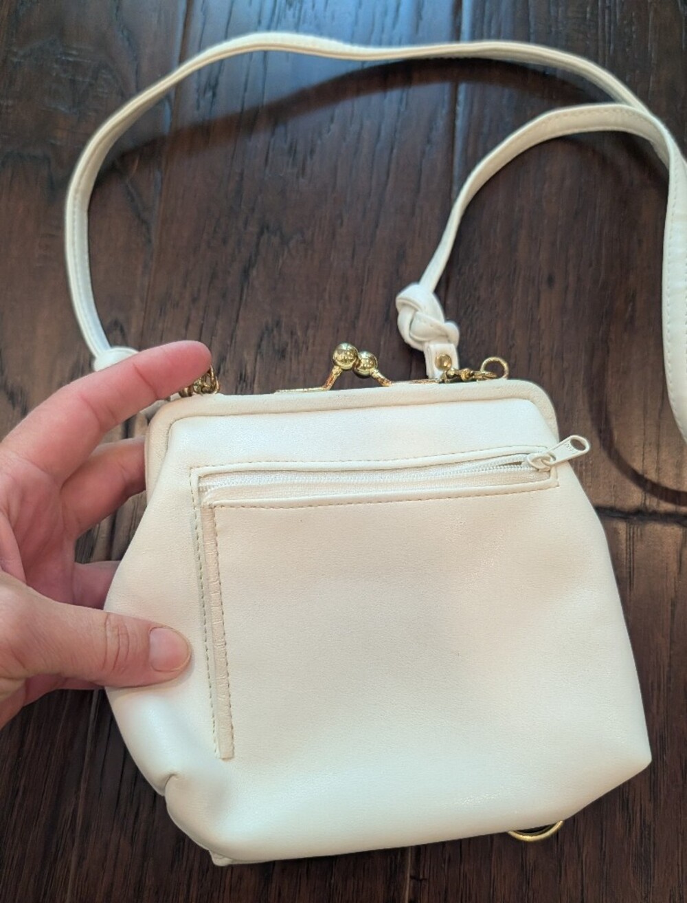 Women's White Mini Crossbody Wallet Bag with Gold Hardware - Picture 7 of 11